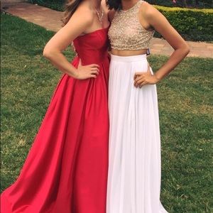 Prom dress white bottoms with gold top worn once